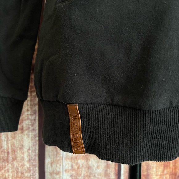 AMPERSAND AVE | Women’s Tan and Black Cowl Neck Hoodie Sweater - Picture 6 of 8